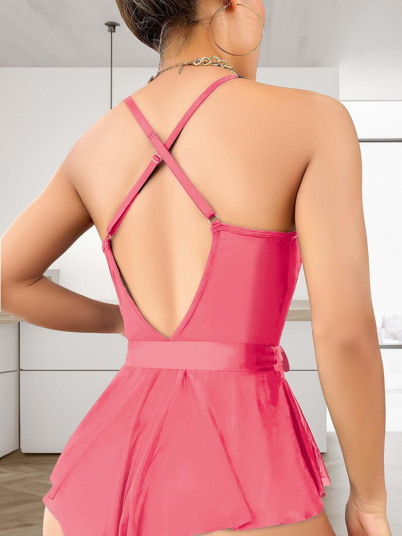 Pembe Transparan Mini Gecelik
