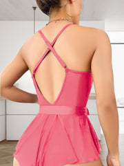 Saten Kemer Detaylı Gecelik - Pembe